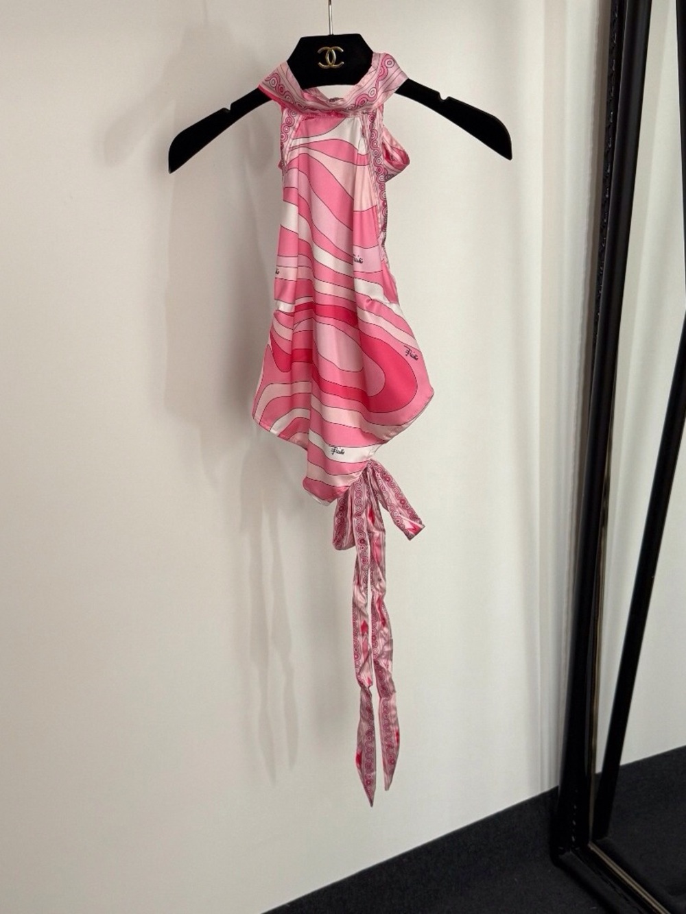 Emilio Pucci Pink Multitone Silk Halter Scarf Top